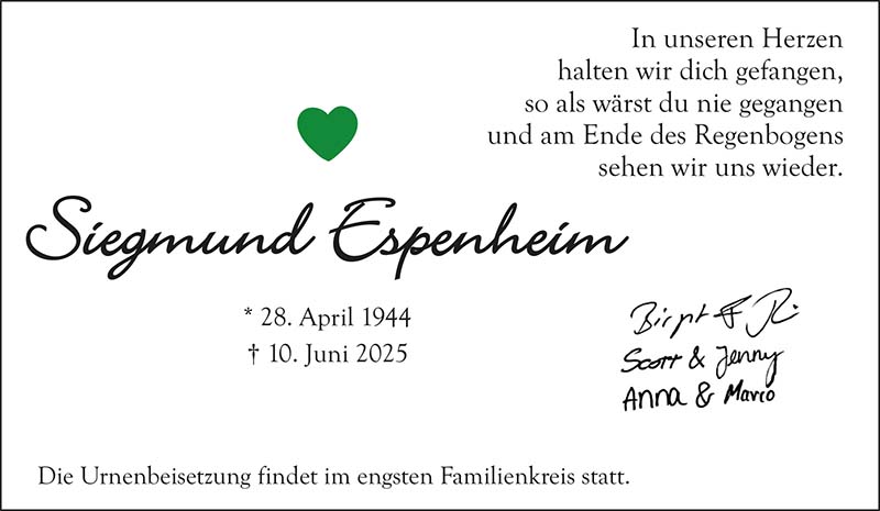 Siegmund Espenheim Todesanzeigen