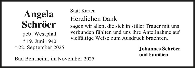 Angela Schröer Trauerdanksagungen