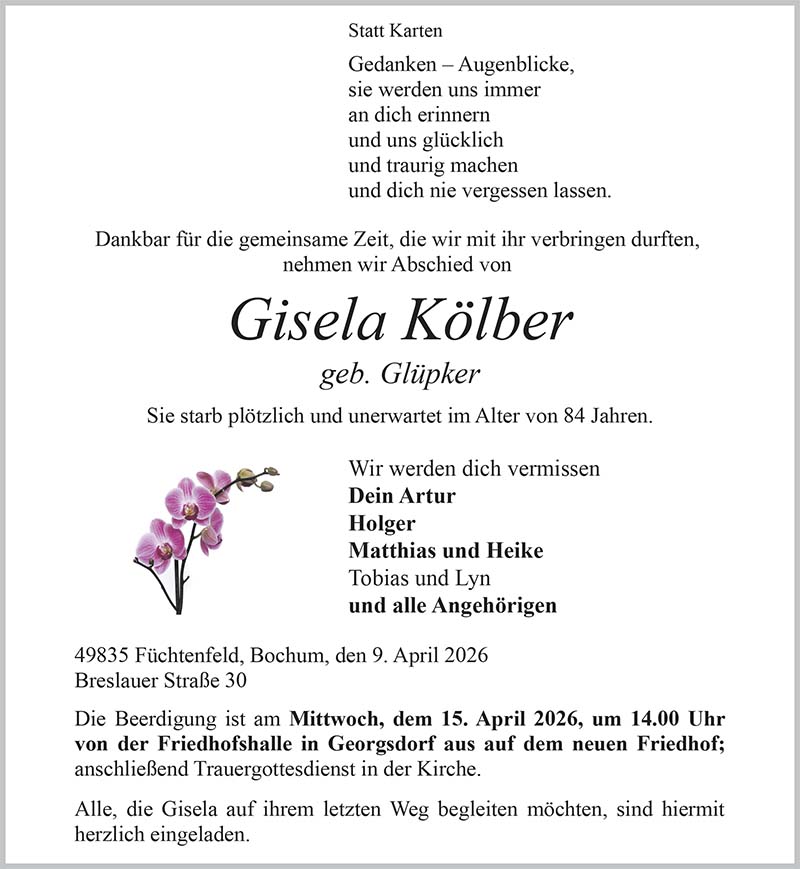 Gisela Kölber Todesanzeigen