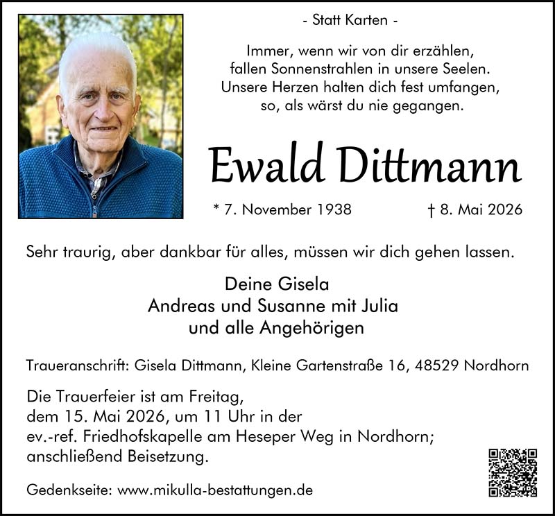 Ewald Dittmann Todesanzeigen