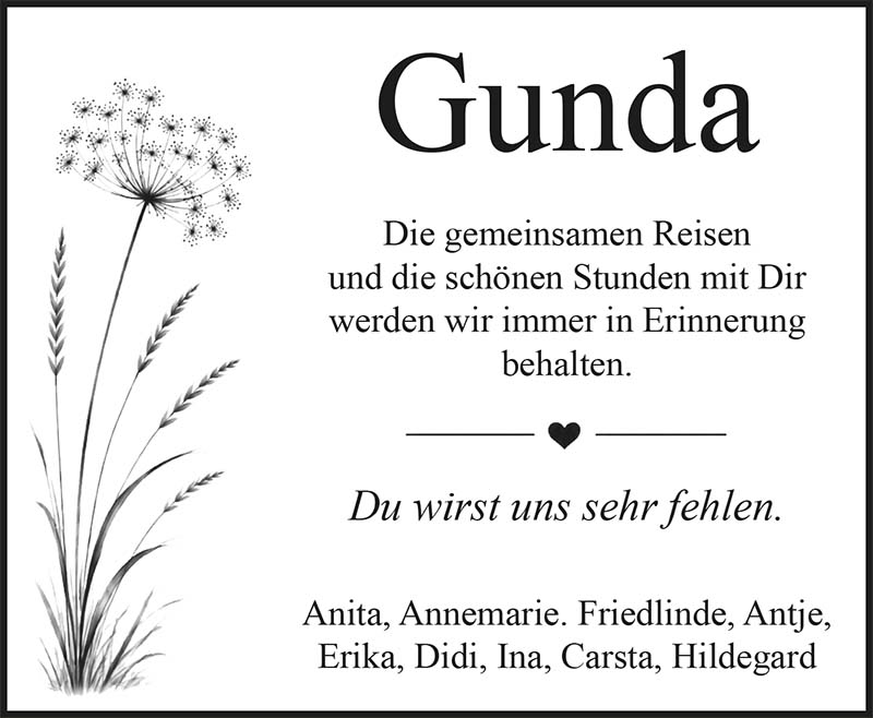 Gunda  Nachrufe