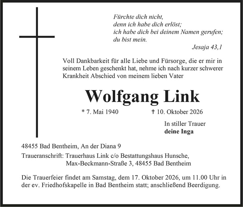 Wolfgang Link Todesanzeigen